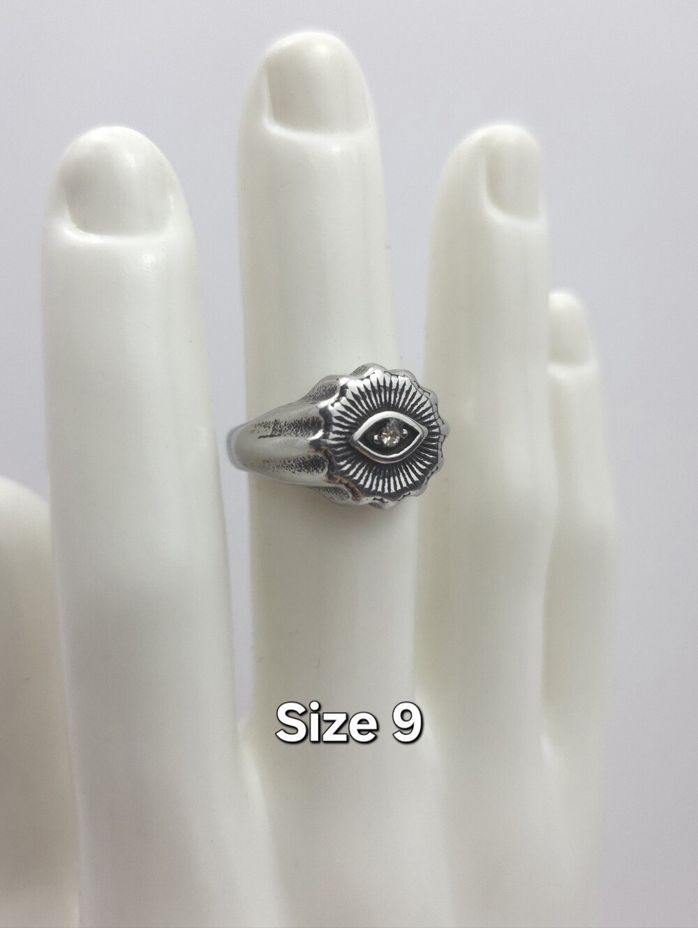 All Seeing Eye Stainless Steel Signet Ring Size 9